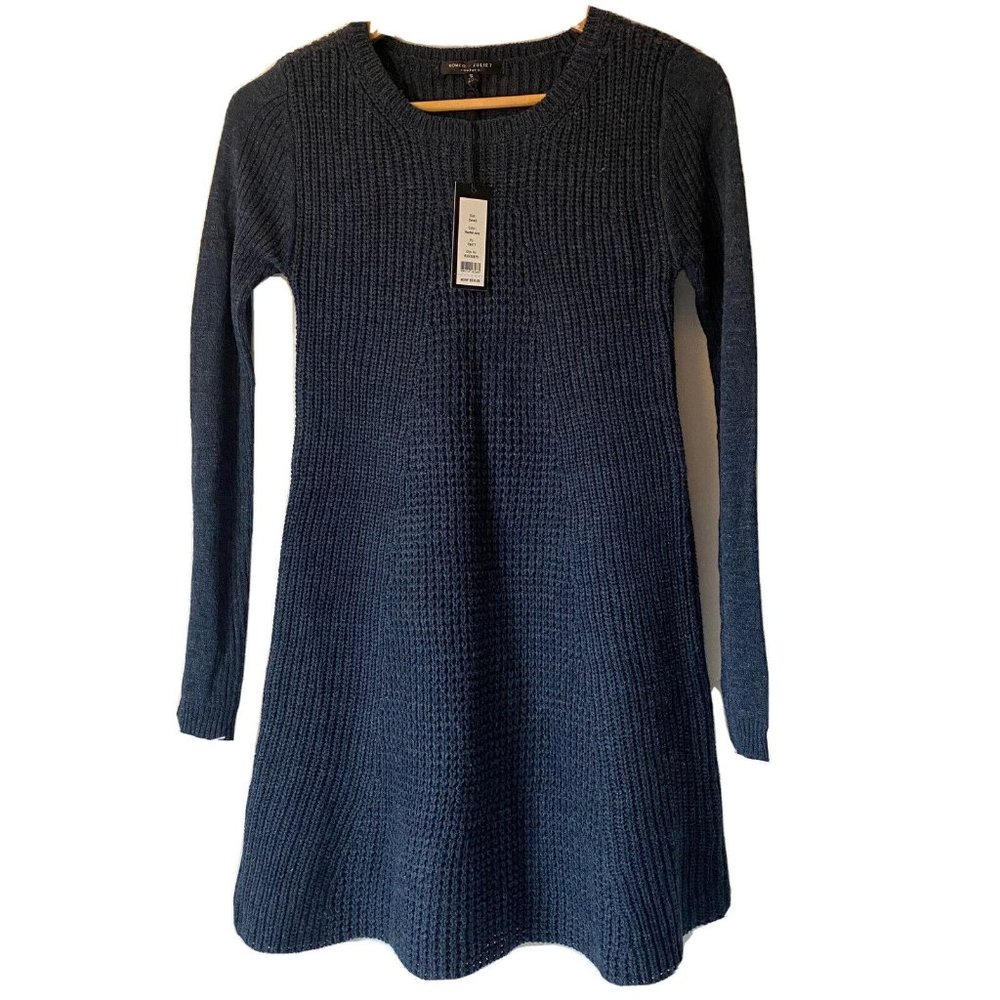 Romeo + Juliet Couture Womens Heather Navy‎ Ribbed Knit Sweater Dress RJV35675 S